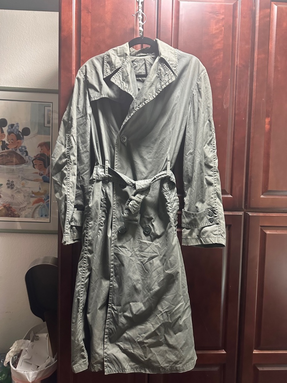 Vintage Army Green 274  Men's Rain Coat - Army Green